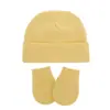Comercio Exterior Otoño e Invierno Conjunto de Gorro y Guantes Anti-Rayaduras para Bebé Recién Nacido Gorro de Punto de Color Sólido Gorro para Bebé Suministros para Bebé
