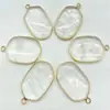 Suministro Caliente al por Mayor Colgante Rectangular de Ágata de Cristal Natural con Borde para Accesorios de Collar con Colgante DIY