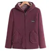 Chamarra de polar para mujer para otoño e invierno, polar de doble cara, engrosada y cálida, con diseño de capucha