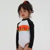Traje de baño infantil estilo coreano para niñas, manga larga, blanco, deportivo, protector solar, lindo para bebé, para vacaciones