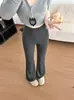 Pantalones Acampanados Casuales Americanos para Mujer Primavera Otoño Cintura Alta Caída Adelgazantes Casuales Yoga Deportivos Ajustados de Campana Pantalones de Chándal