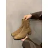 Outono 2026 Novo Estilo Francês Versátil Salto Grosso Botas Finas Femininas Salto Alto Botas Curtas Elásticas Botas Chelsea Botas de Cano Curto