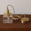 Candelabro de Latón y Vidrio Japonés Retro Lámpara Moderna Minimalista para Comedor Sala de Estar Lámpara de Noche de Lujo Nórdico para Dormitorio