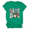 Amazon eBay site independente moda casual feminina dia de jogo luva de beisebol camiseta gola careca manga curta