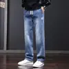 Calças Jeans Masculinas Largas Primavera e Outono Novas Calças com Cintura Elástica Verão Masculino Marca Americana Tendência Calças Masculinas Retas Longas