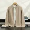 Nuevo cárdigan de cachemira con mangas raglán transfronterizo para hombre, chaqueta gruesa de cachemira con cremallera y cuello semi-alto, estilo business casual