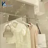 Colgadores para Ropa de Tienda, Percheros de Pared, Barras Colgantes de Acero Inoxidable, Colgadores Transparentes de Acrílico de Lujo Ligero para Ropa de Mujer