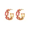 Moda Ins Europea y Americana Simple Retro Geométrico Hueco Cadena Gota de Aceite Pendientes Acero Inoxidable Chapado en Oro de 18K Pendientes Joyería