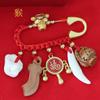 Alfinete de segurança infantil antigo ouro de areia pingente de bebê acessórios de dente de cachorro preto com contas broche do zodíaco ouro de areia faca de madeira de pêssego