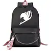 Mochila escolar USB de dibujos animados transfronteriza de cola de hadas para jóvenes de primaria y secundaria, mochila casual con cinta para hombres y mujeres