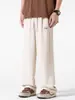 Pantalones Cargo de Pierna Ancha de Verano para Hombre, Ropa Deportiva de Secado Rápido para Hombre, Pantalones Largos de Seda Helada, Pantalones Casuales Sueltos de Pierna Recta Talla Grande Estilo Japonés