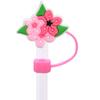 Nuevo Dibujo Animado Flor Rosa Goma Suave PVC Tapa de Popote de Moda, Desmontable 8/10mm Cubierta de Popote a Prueba de Polvo para Fiesta