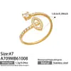 Anillo Set Geométrico Día Corazón Incrustado con Circonita Acero Inoxidable Chapado en Oro de 18k Europeo Americano Lujo Ligero Sensación de Alta Gama Joyería Anillos para Mujeres