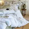 Conjunto de cama de quatro peças 100% algodão, algodão de fibra longa de Xinjiang, estampado digitalmente, capa de edredom estampada 100% algodão, lençol de cama e conjunto de cama