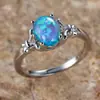 Anillo de Oro Rosa con Diamante Ópalo de Venta Caliente Transfronteriza para Mujer, Anillo Elegante Versátil, Joyería Vintage con Micro Diamante Blanco