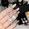 Pendientes Versa de Perla Gema Lágrimas de Sirena Antigua para Mujer con Cuentas Tahití Flor Corindón Azul Circonita