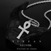 Collar de Hip-Hop Transfronterizo Europeo y Americano S925 Diamante Completo Colgante de Cruz Ankh Egipcio Cadena para Clavícula Estilo Ins