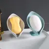 Sujetador de Jabón Creativo con Forma de Hoja para Baño Sin Taladro Doble Capa Caja de Jabón Estante para Baño Drenaje Jabonera de Lavandería Estante de Almacenamiento