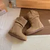 2025 Nuevos Zapatos de Algodón Cálido con Felpa para Otoño e Invierno para Mujer, Calzado Exterior, Elevador Interno de Altura, Piel, Punta Redonda, Slip-on, Zapatos Birkenstock, Botines