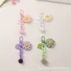 Novo Estilo Chaveiro de Girassol com Pom-Pom para Carro, Acessório de Coração de Metal Fresco e Colorido para Decoração de Bolsa Feminina