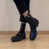Primeiro Encontro Estilo Esportivo Sazonal Sola Grossa Confortável Bico Redondo Elástico Ajuste Slim Botas Versáteis com Zíper Lateral para Tornozelo Feminino