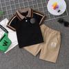 Roupas de Verão Infantis Transfronteiriças, Conjunto de Manga Curta para Crianças, Conjunto de 2 Peças Camisa Polo + Shorts de Camiseta, Moderno para Crianças Pequenas, Atacado