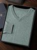 Suéter de cachemira de manga larga con cuello en V para otoño e invierno, suéter para hombre, color liso, cuello de corazón de pollo, camisa básica, jersey de punto interior informal para hombre