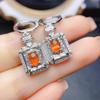 Venta al por mayor de fábrica Populares Pendientes de Ópalo de Fuego Natural Plata S925 Incrustado Piedra Principal 4*6 Joyería de Lujo Venta Directa de Fábrica