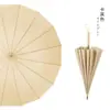 Paraguas Minimalista Rayado de Estilo Japonés con Mango Largo, Paraguas Doble Recto Artístico y Sencillo para Viajeros, Paraguas Vintage con Mango Curvo de Madera al por Mayor