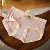 Roupa íntima feminina sem costura de seda gelada cintura meninas estudantes verão fina respirável algodão virilha antibacteriana calcinhas atacado