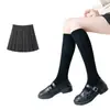 Medias blancas con lazo, calcetines hasta la pantorrilla, medias negras de tubo hasta la rodilla para niñas JK, medias de tubo hasta la rodilla de Lolita