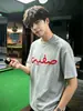 Camiseta de verano para hombre de algodón puro con bordado de letras de manga corta, elegante y sofisticada, camisa de hombre americana de manga corta cleanfit