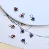 Colgante Pequeño de Gota Corazón de Lapislázuli Rojo del Sur Natural Incrustado en Plata S925 Colgante Accesorios de Joyería Hechos a Mano Retro DIY