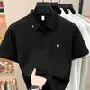 Camiseta Masculina de Algodão e Seda Manga Curta Verão Novo Estilo Business Casual Bordada Fresca Respirável Camiseta Masculina Manga Curta Atacado