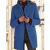 Transfronterizo Otoño e Invierno 2025 Transfronterizo Europeo y Americano Ropa de Mujer Nueva Amazon eBay Retro Color Sólido Cuello Alto con Botones Lana