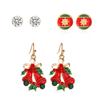 Pendientes navideños de tres piezas personalizados con aceite goteante, pendientes de campana de Papá Noel, pendientes personalizados para traje festivo