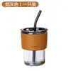 Copo de Água de Vidro Estilo Bambu Popular Mais Vendido para Mulheres, Copo de Vidro de Alto Valor Estético, Copo de Leite, Copo de Suco, Copo para Bebidas com Logo
