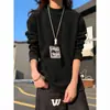 Camiseta de Manga Larga Color Sólido Engrosada Pesada Transfronteriza Estilo Americano Camisa de Capa Base de Felpa Doble Cara Estilo Otoño/Invierno para Hombre Sudadera con Cuello Semi-Alto