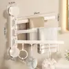 Nuevo Gancho de Ventosa Toallero Giratorio Estante de Almacenamiento sin Taladro Montado en Pared Barra para Toallas de Baño Estante de Almacenamiento con Múltiples Barras