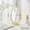 Espejo de Maquillaje de Escritorio Personalizable Espejo Ovalado Giratorio de Escritorio Espejo de Tocador Estilo ins Espejo de Celebridad de Internet para Hogar y Dormitorio