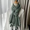 Gravata Jacquard Pied-de-Poule Retrô Artística Xale de Algodão Outono e Inverno Novo Cachecol Zen Liso Macio Masculino e Feminino