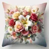 Nueva Funda de Almohada Floral Colorida con Patrón de Rosas para el Hogar Regalo de Vacaciones Almohada para Siesta en el Sofá del Coche