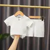 Conjunto de Shorts de Manga Corta de Algodón y Lino de Verano para Niños, Bebé, Color Puro, Doble Capa de Gasa de Algodón, Estilo Chino, Traje Holgado de Dos Piezas