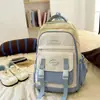 Mochila nueva de gran capacidad, elegante, estilo japonés con bloques de color, para estudiantes de secundaria y preparatoria, mochila para computadora simple y versátil