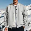 Roupas Masculinas Transfronteiriças Outono e Inverno Lã Retro Americano Jaqueta de Baseball Solta Casual Gola Alta Jaqueta Masculina de Botão Único