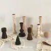 Candelabro de madera retro pequeño tjj vela Corea del Sur ins decoración de escritorio hogar base de vela de tronco foto