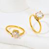 Internet vermelho ultra-flash zircão personalidade unilateral anel de diamante chapeamento a vácuo anel de aço de titânio feminino moda por atacado Coringa