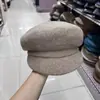 Sombrero Octagonal Cálido de Lana Otoño e Invierno para Mujer, Casual y Versátil, Cubre Corto, Delgado, de Lana, Moda Torcida, Sombrero Nube