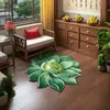 Alfombra de Dormitorio con Forma Especial de Loto Estéreo 3D Felpudo de Baño Terciopelo de Cristal Alfombrilla Absorbente Antideslizante para Lavabo de Baño