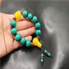 Pulsera de Porcelana Turquesa Alta Tang Tricolor Flor Explosiva Turquesa Azul Círculo de 108 Cabezas de Buda Pulsera de Mano Bodhi Wen Jugar